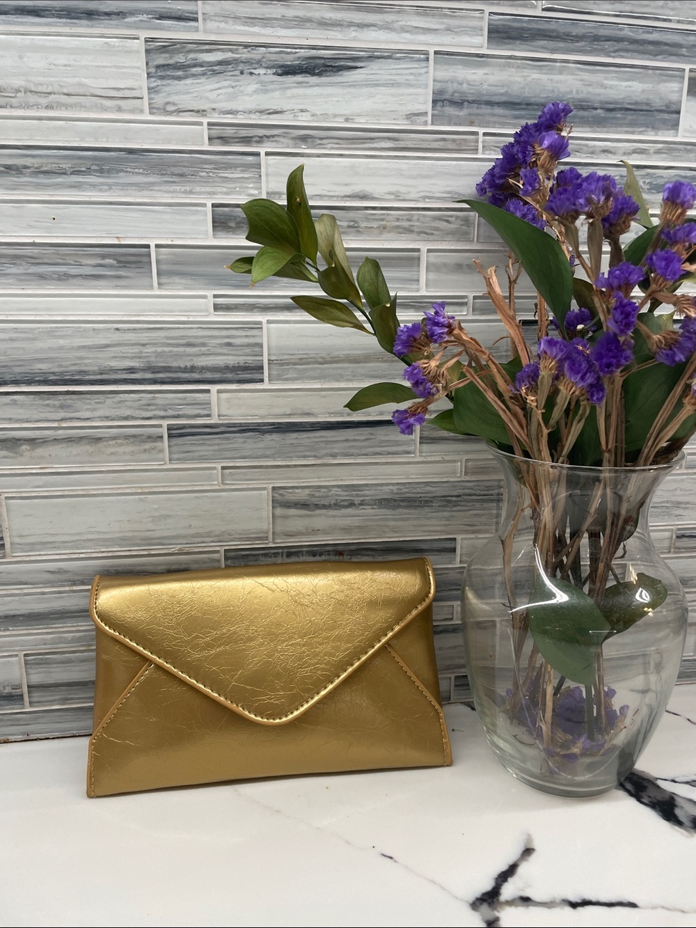 Metallic Gold Envelope Clutch Bag/crossbody - Women, New no tags.